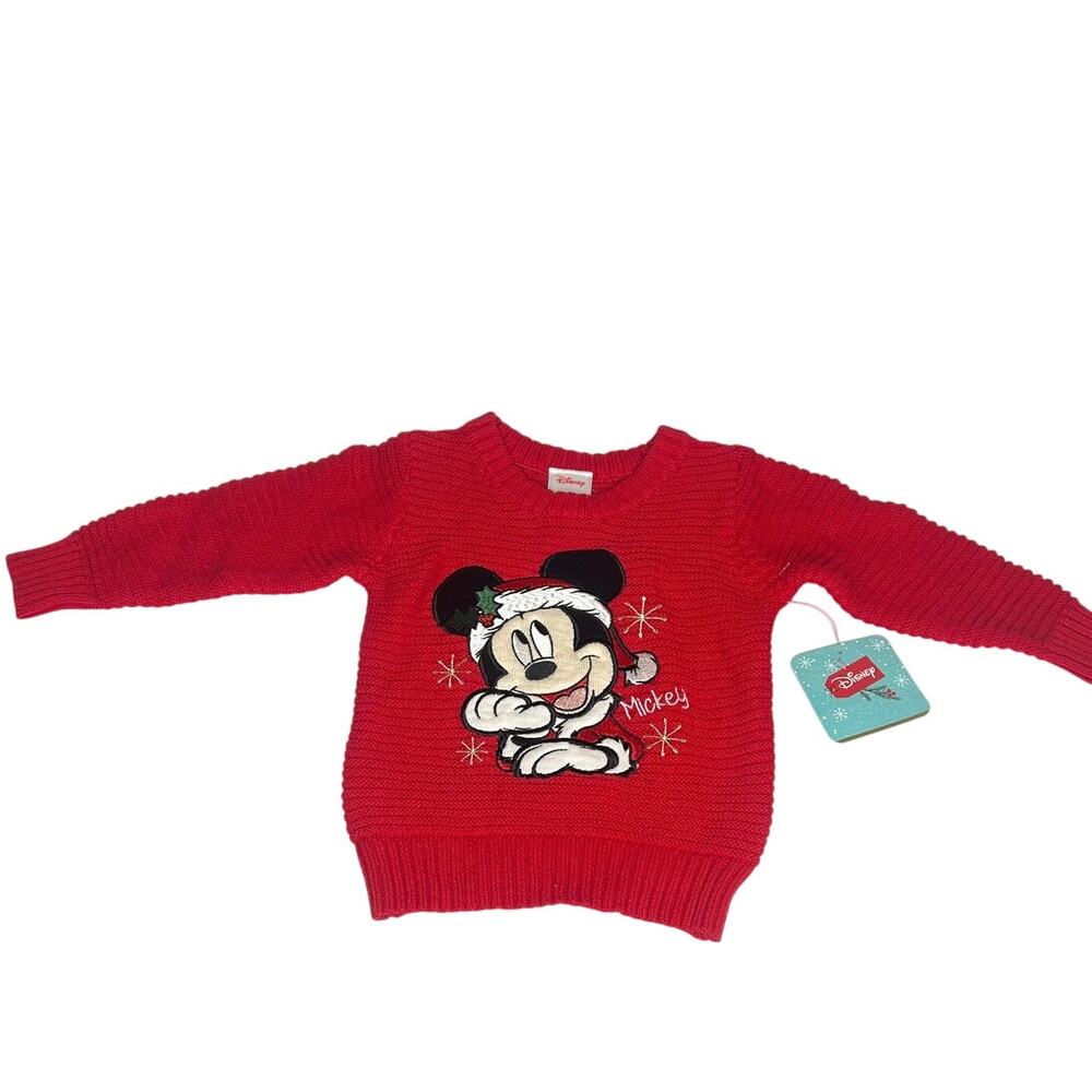 Disney Mickey Mouse in Santa Hat Christmas sweater sz 12M NWT